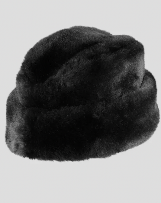 Black Mouton Sheepskin Cossack Hat for Men