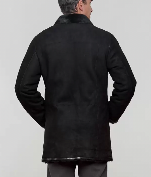 Elijah Shearling Sheepskin Jacket with Mink Fur Trim in Black for Men